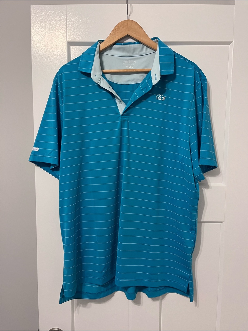 Men's Teal Stripe Golf Polo - Lightweight Performance